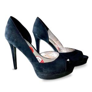 Fergalicious By Fergie Women’s Heels Black Suede Size 7.5 (Fits Size 7)